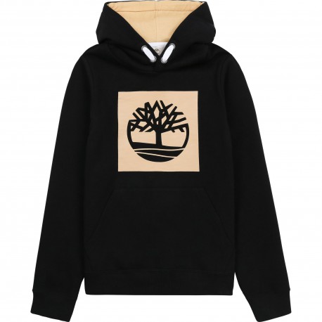 TIMBERLAND sudadera de niño en negro y tostado con capucha