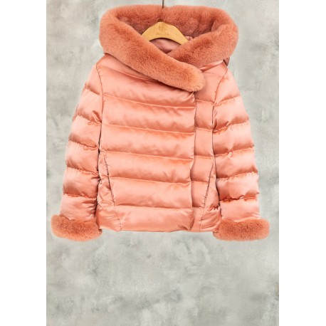 ABEL Y LULA chaquetón con capucha satinado con pelo color rubor