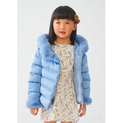 ABEL Y LULA chaquetón con capucha satinado con pelo color azul