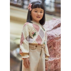 ABEL Y LULA jersey jacquard tricolor con bordado de flores