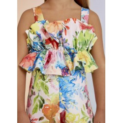 ABEL Y LULA mono largo de niña estampado en crepe  2