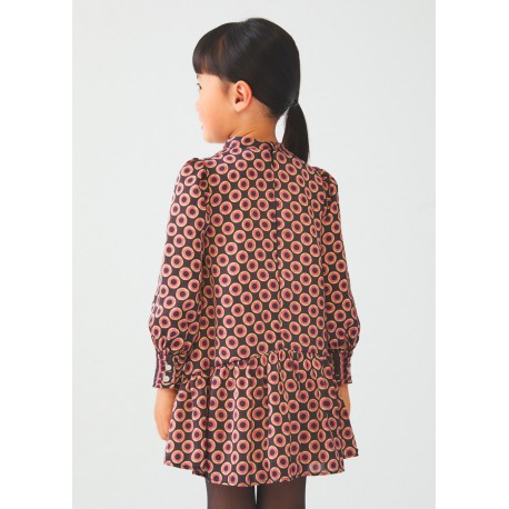 ABEL Y LULA vestido manga larga estampado de topos rosa