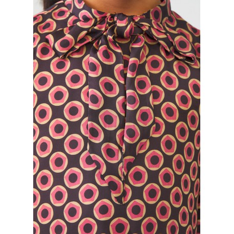 ABEL Y LULA vestido manga larga estampado de topos rosa