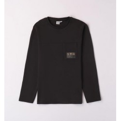 IDO camiseta cuello redondo con bolsillo en negro