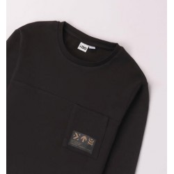 IDO camiseta cuello redondo con bolsillo en negro 2