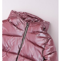 IDO plumífero corto con capucha brillo mauve 2